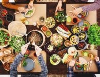 falafel vegan meal with friends; vegan diet