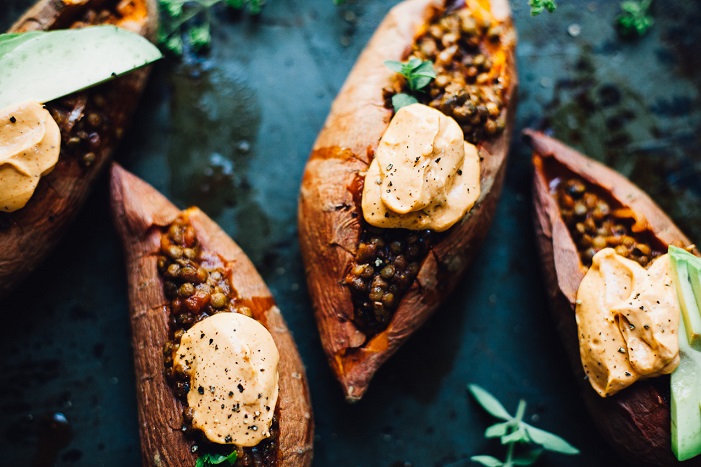 Sweet Potato Boats Savory Snack Recipe