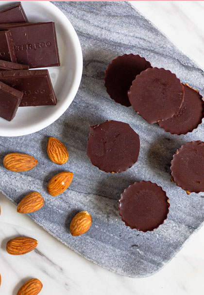 Keto almond butter cups laid flat