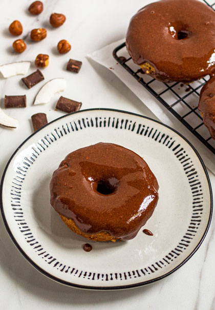 Chocolate donuts with nutella frosting