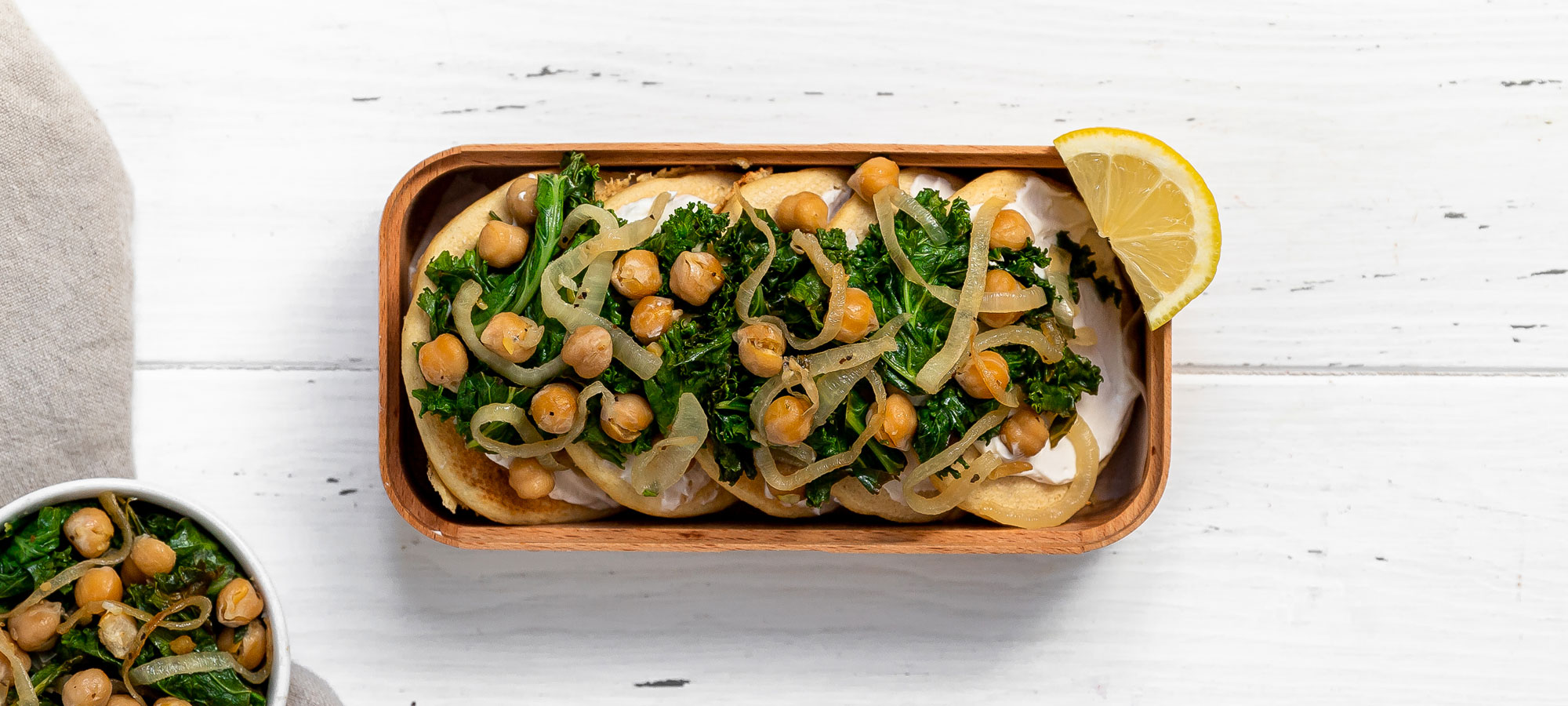 Chickpea pancakes with kale
