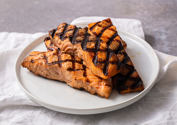 a plate of grilled salmon