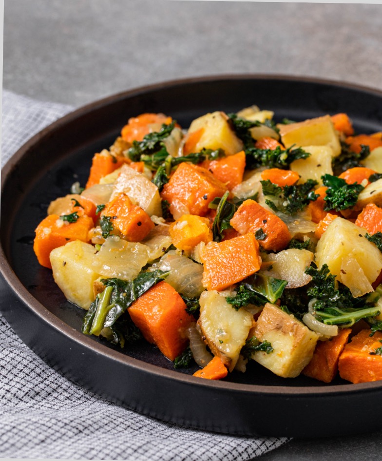 vegan potatoes and carrots meal