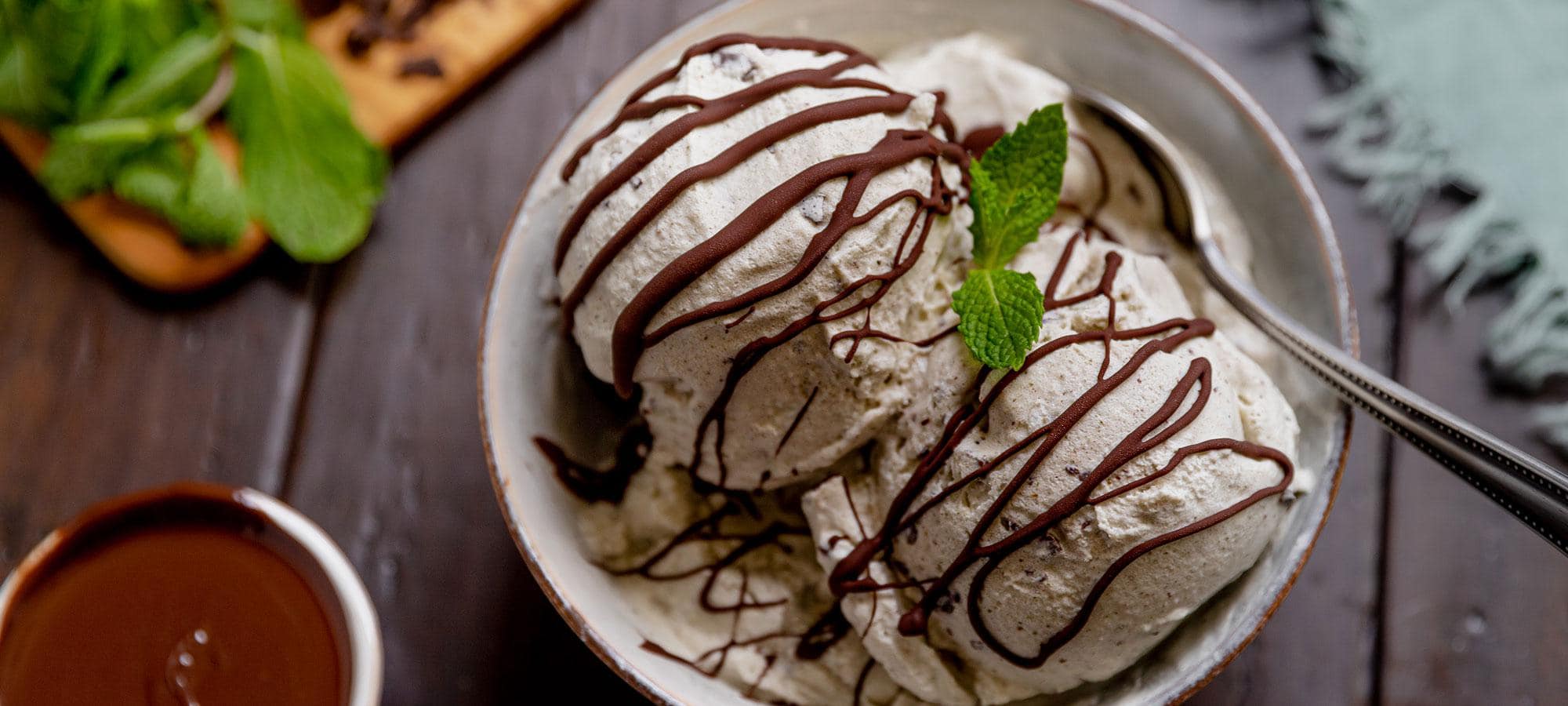Vegan mint chocolate chip ice cream