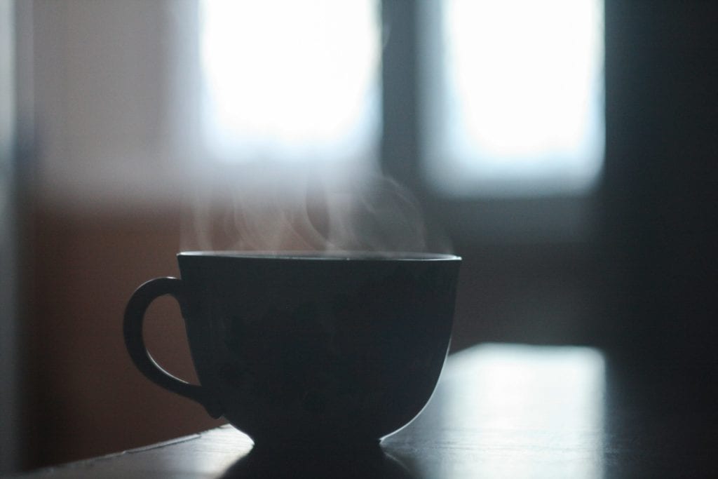 steaming cup of tea