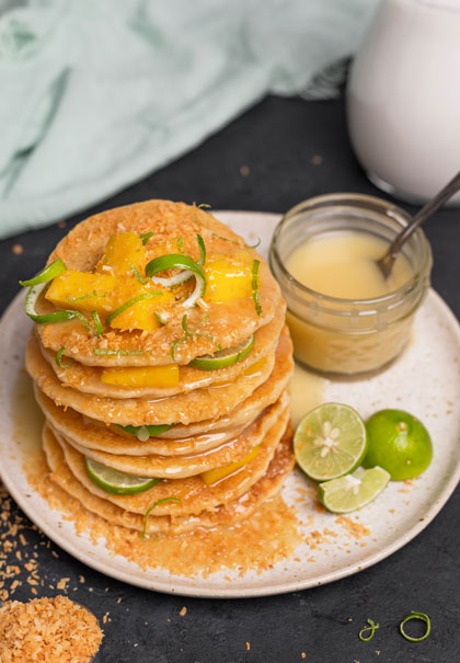 Key lime & toasted coconut pancakes