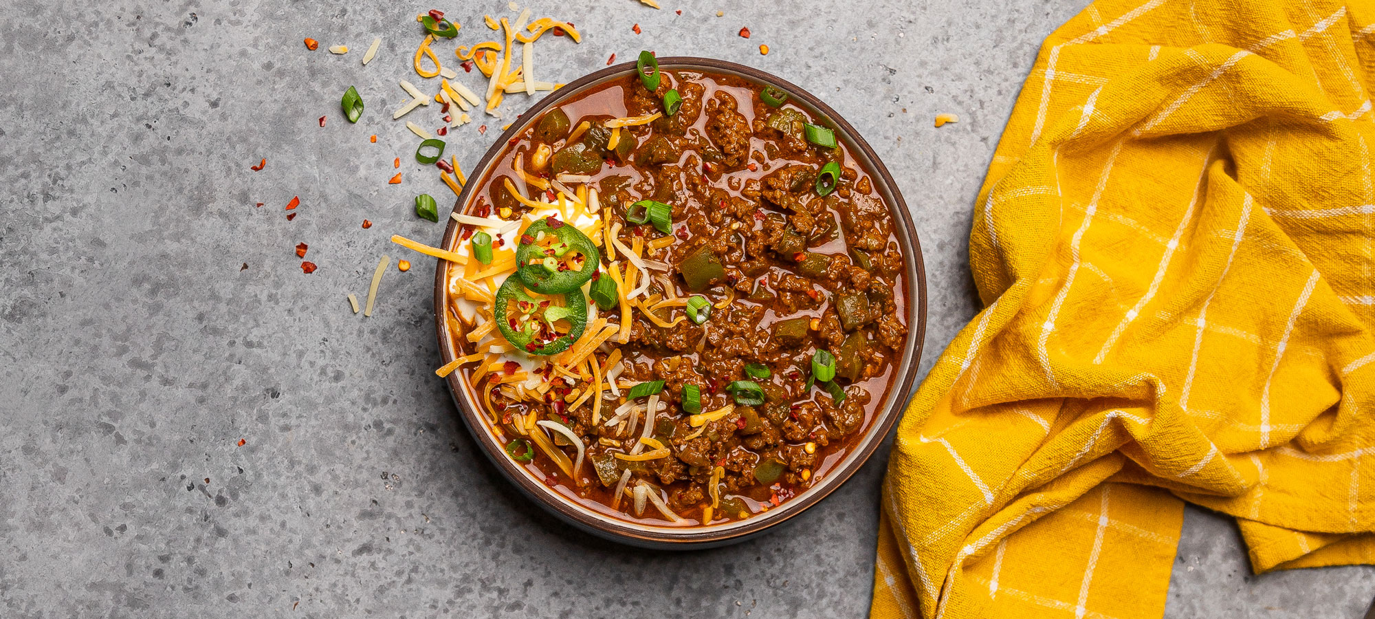 Keto chili with beef and spicy peppers