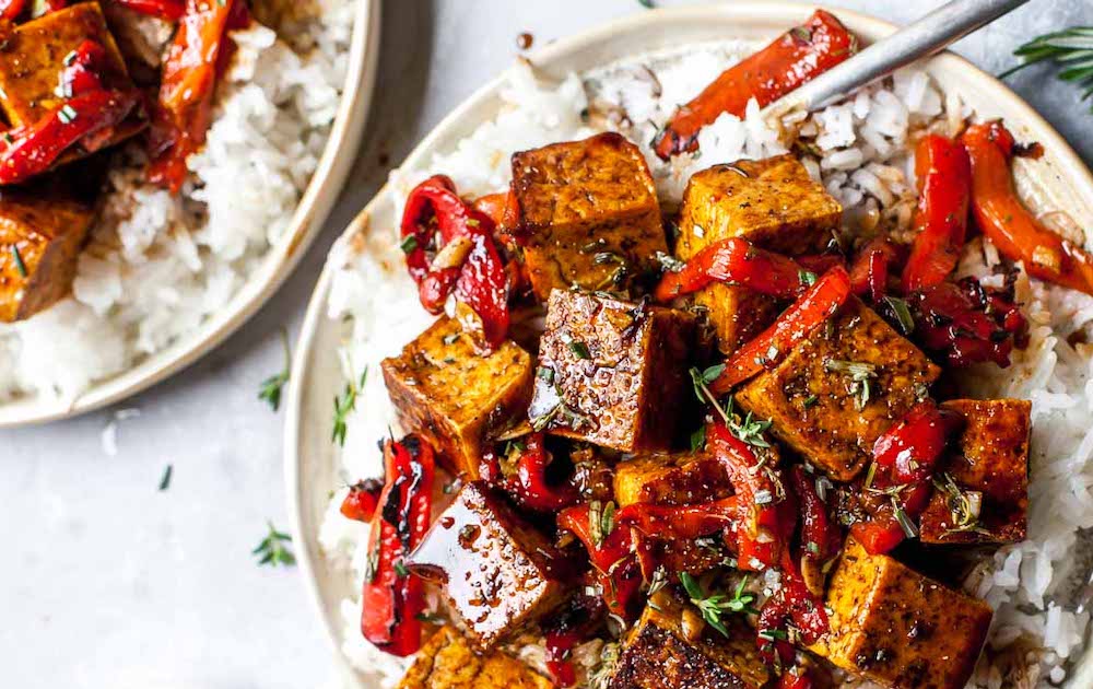 Tofu works as a non-animal protein source for those on vegan or vegetarian diets. 