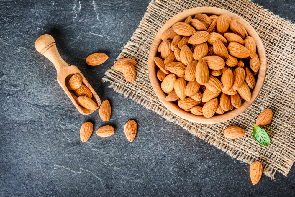 While almonds are a bit higher in fat content, they have a surprising amount of protein for nuts.