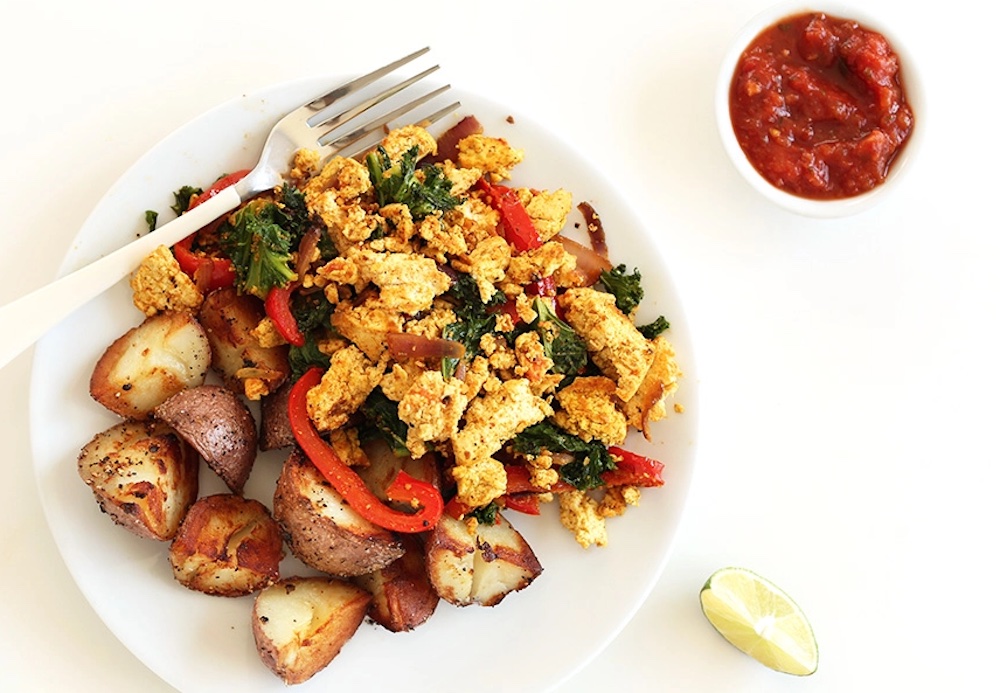 Tofu is a great alternative for an egg scramble with just as much protein content.