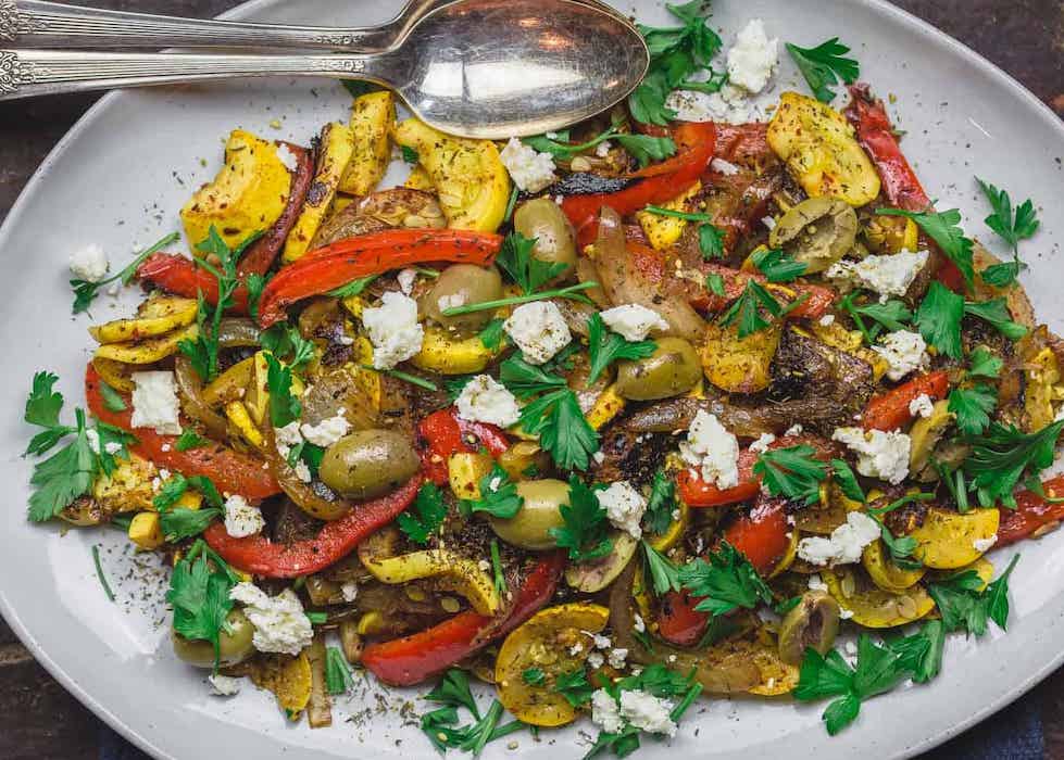 This skillet recipe uses many of the ingredients found on the above Mediterranean diet food list!