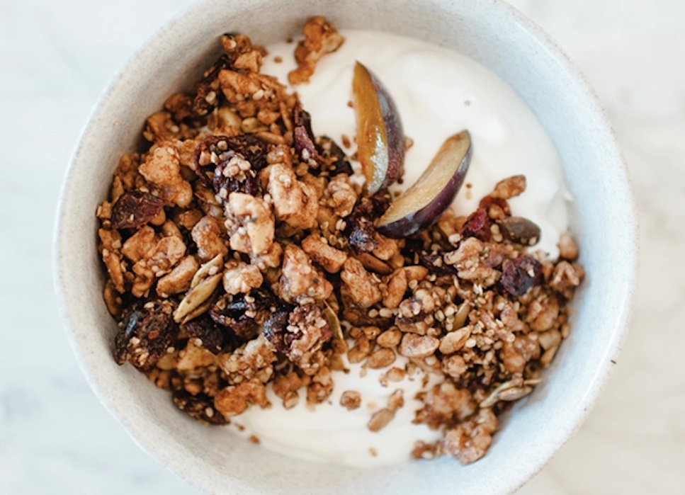 Homemade granola made with lots of nuts and seeds is full of nutritious vitamins and minerals and has WAY less sugar that store-bought granola.