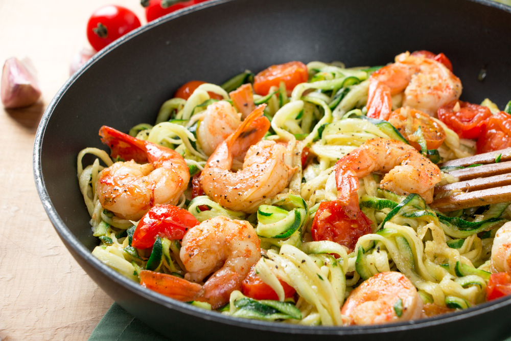 Zoodles take the carbs out of pasta dishes and are extremely easy to make. 