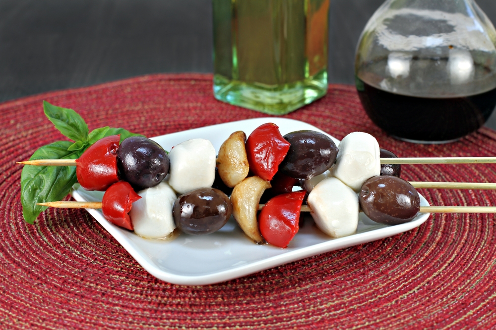 Mix up your skewers for a new Mediterranean diet snack every time.