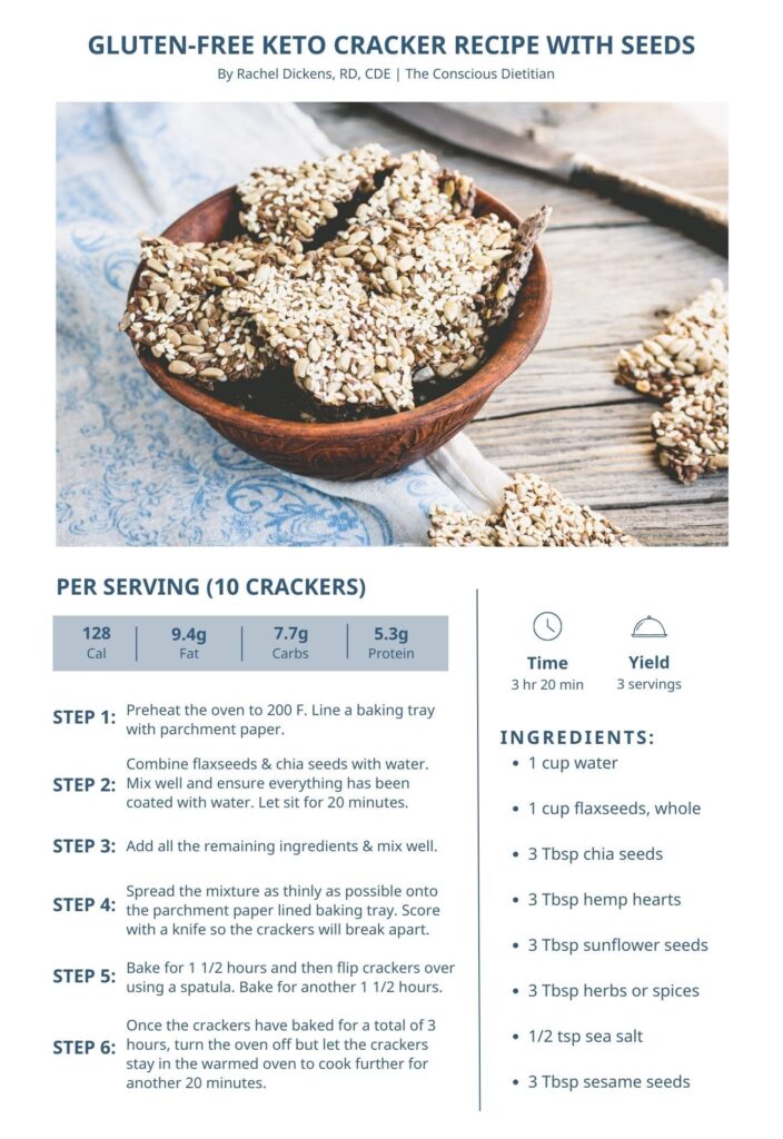 Seed cracker keto snack recipe by dietitian